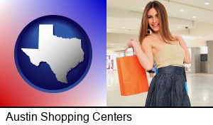 Austin, Texas - a young woman shopping at the mall
