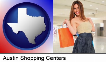 a young woman shopping at the mall in Austin, TX