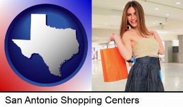 a young woman shopping at the mall in San Antonio, TX